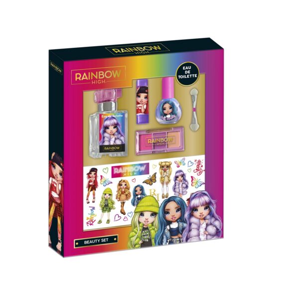 Rainbow High Set Apă de Toaletă + Lipstick + Ojă+ Fard ochi+ Tatuaje