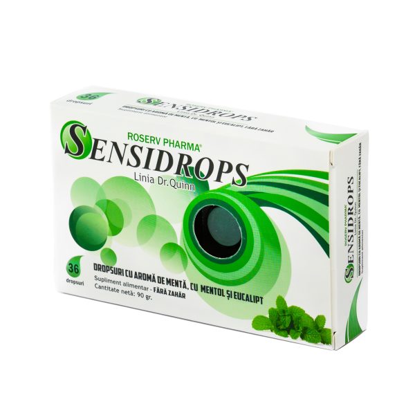 Sensidrops cu aroma de mentol si eucalipt fara zahar, 36 pastile