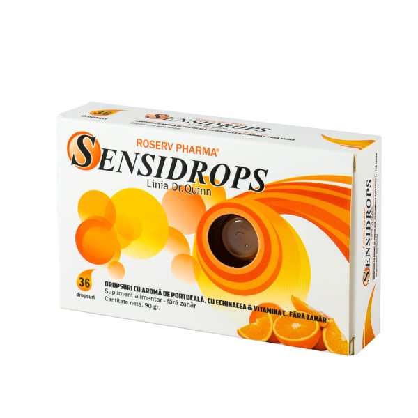 Sensidrops cu aroma de portocala, echinaceaa si vitamina C, 36 pastile