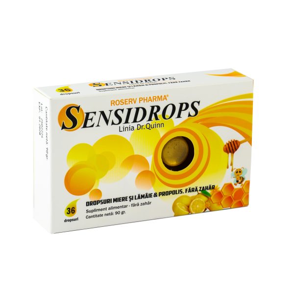 Sensidrops cu miere, lamaie si propolis, 36 dropsuri