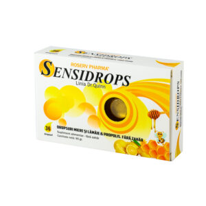 Cu miere, lămâie și propolis, 36 dropsuri, Sensidrops