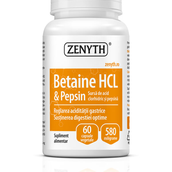 Betaină HCL și Pepsină, 60 capsule, Zenyth
