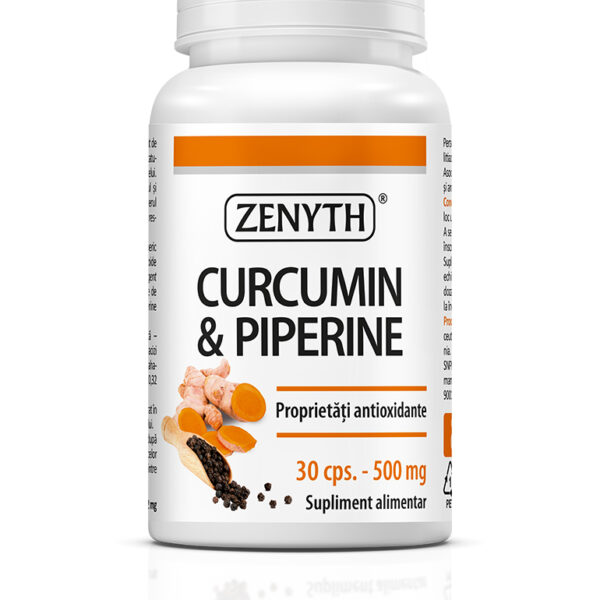 Curcumin și Piperină 500 mg, 30 capsule, Zenyth