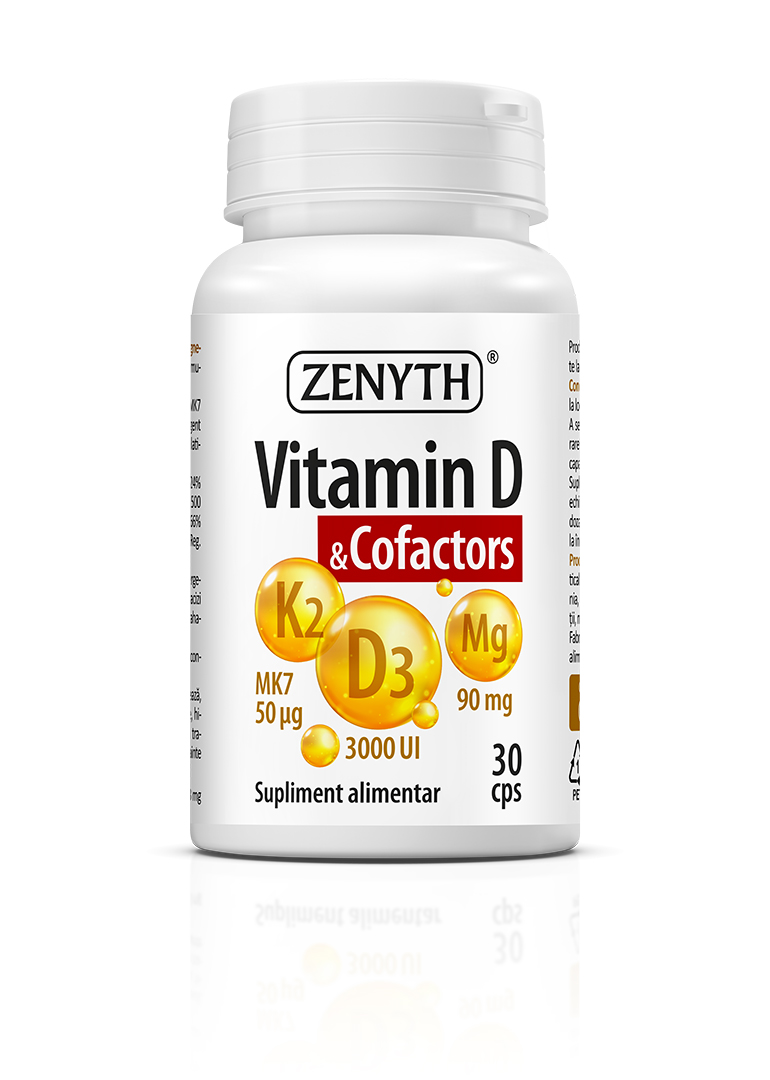 Vitamin-D-Cofactors-Cu-reflexie Vitamina D și Cofactors, 30 capsule, Zenyth - imagine 1