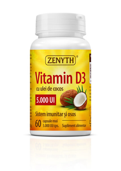 Vitamina D3 5000 UI, Cu Ulei De Cocos, Zenyth