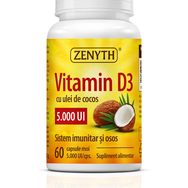 Vitamina D3 5000 UI, Cu Ulei De Cocos *60 capsule, Zenyth