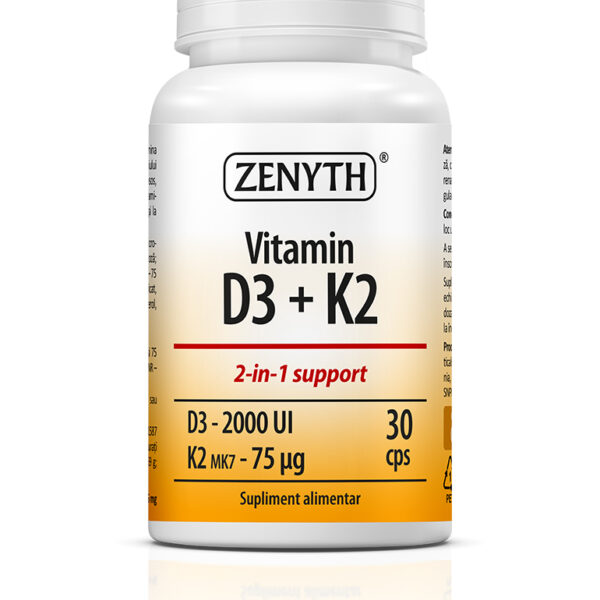 Vitamina D3 2000 UI + K2, 30 capsule, Zenyth