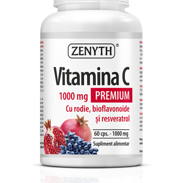 Vitamina C Premium 1000 mg cu rodie, bioflavonoide si resveratrol, Zenyth, 60 capsule