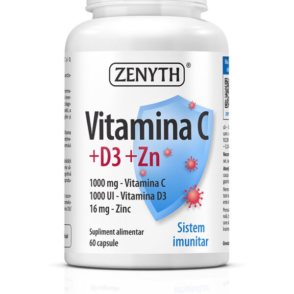 Vitamina C +D3 +Zn, 60 capsule, Zenyth