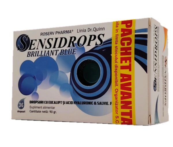 Pachet Avantajos Sensidrops Brilliant Blue, 36 dropsuri + Portocală, Echinaceea & Vitamina C, 36 pastile, Sensidrops