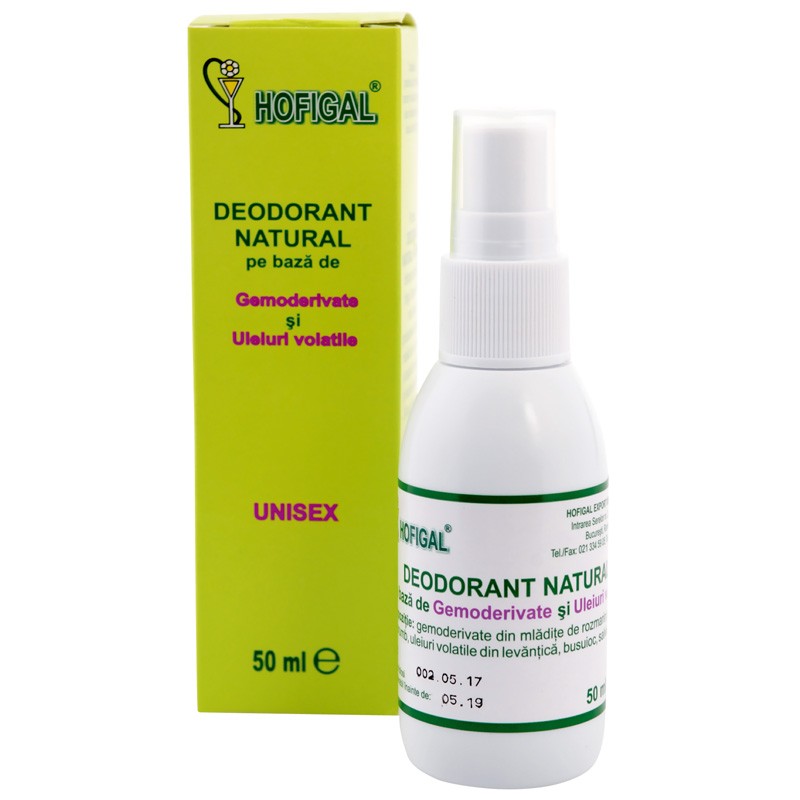 Deodorant cu gemoderivate și uleiuri volatile, 50 ml, Hofigal
