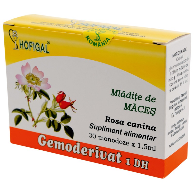 Gemoderivat din mlădițe de măceș, 30 monodoze × 1,5 ml, Hofigal