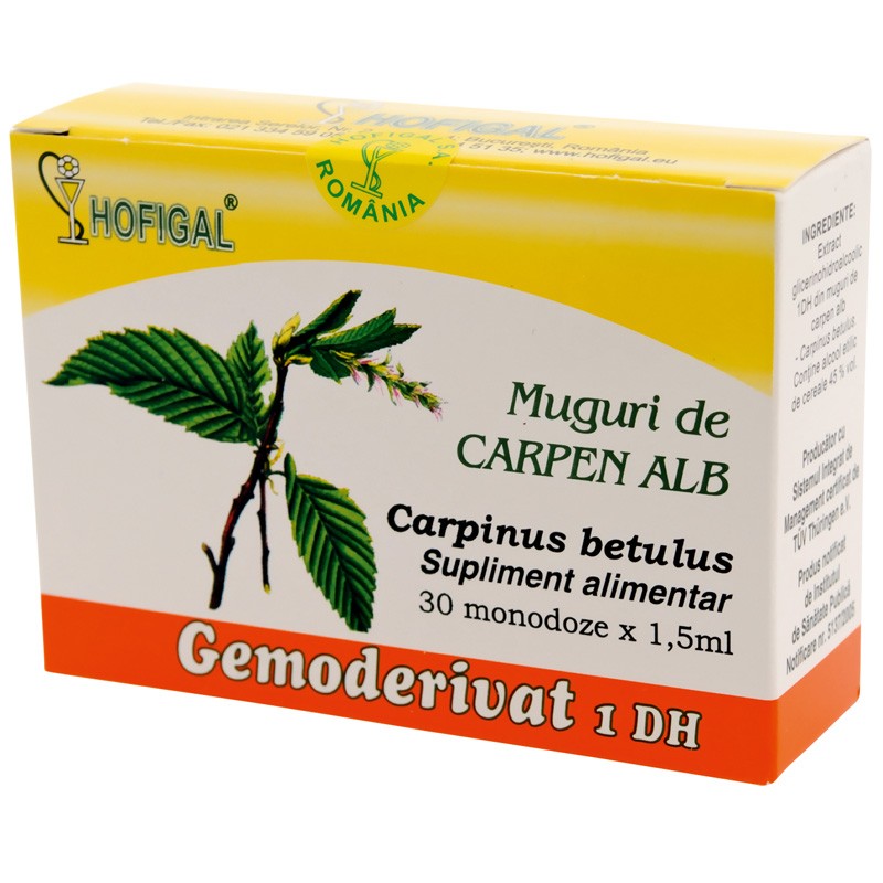Gemoderivat din muguri de carpen alb, 30 monodoze × 1,5 ml, Hofigal