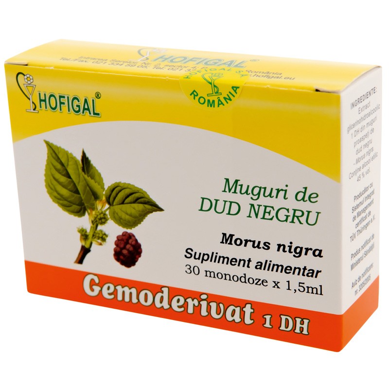 Gemoderivat din muguri de dud negru, 30 monodoze × 1,5 ml, Hofigal