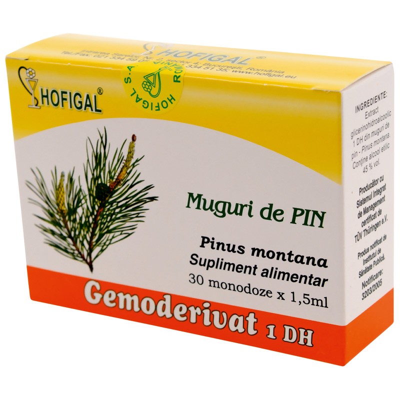 Gemoderivat din muguri de pin, 30 monodoze × 1,5 ml, Hofigal