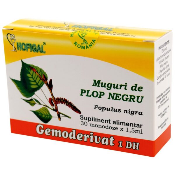 Gemoderivat din muguri de plop negru, 30 monodoze × 1,5 ml, Hofigal