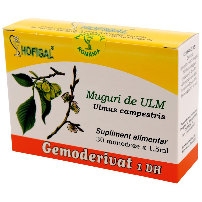 Gemoderivat din muguri de ulm, 30 monodoze × 1,5 ml, Hofigal