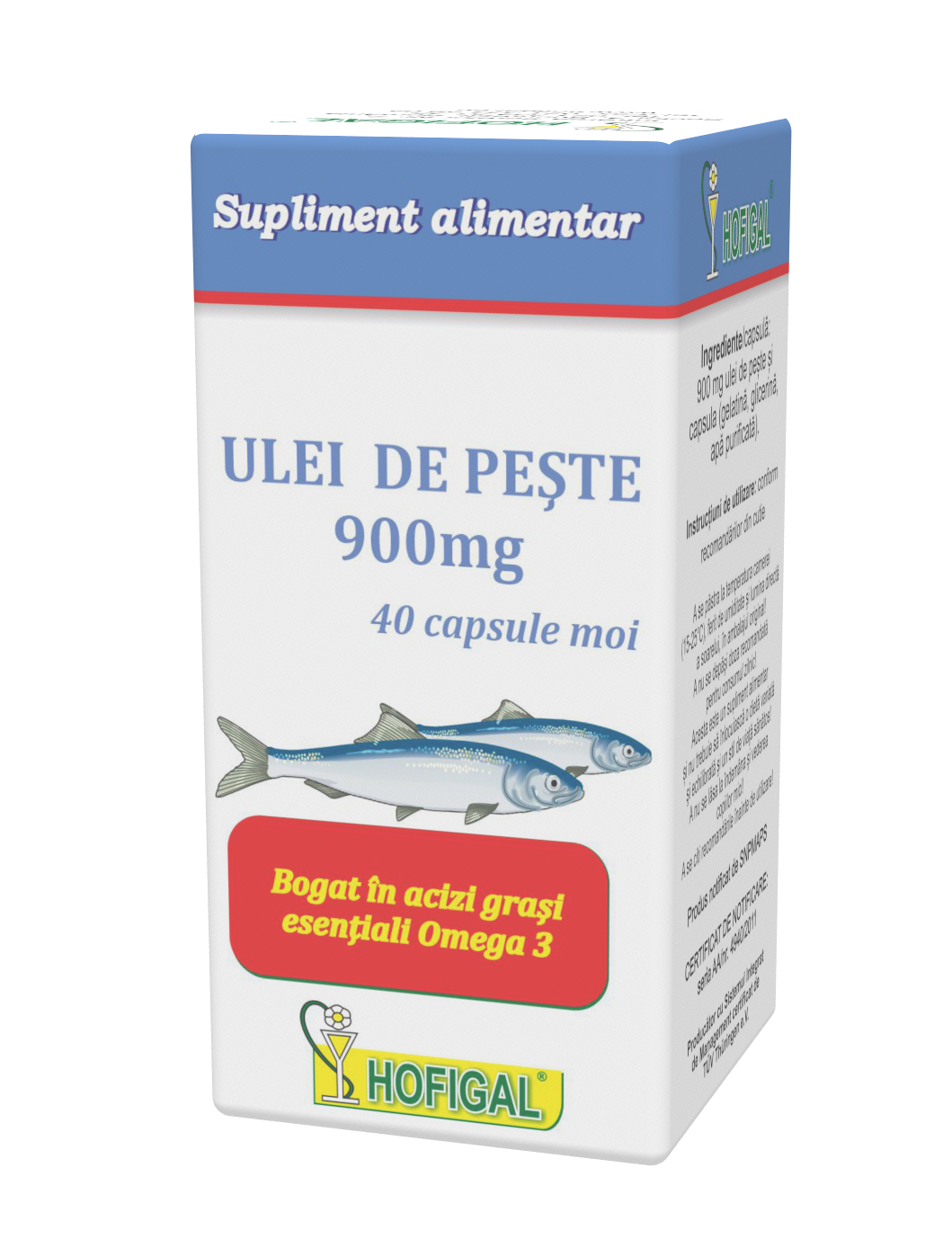 Ulei de pește 900 mg, 40 capsule moi, Hofigal