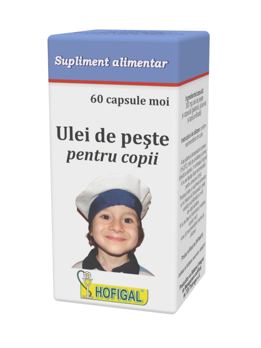 Ulei de pește pentru copii 300 mg, 60 capsule moi, Hofigal